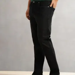 Thomas Scott Straight Black Cotton 5 Pockets Faded Stretchable Mid Rise Jeans image 3