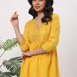 R&B Yellow Polyester Kurta image 3