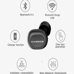 Hammer Solo Truly Wireless Earbuds TWS Bluetooth 5.0 with 300 mAh Charging Case (Black) image 2