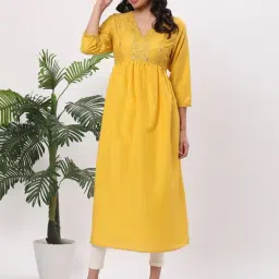 R&B Yellow Polyester Kurta-picture-32