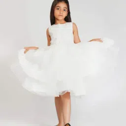 Creative Kid's Girls White Embellished Dress-picture-45