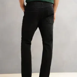 Thomas Scott Straight Black Cotton 5 Pockets Faded Stretchable Mid Rise Jeans image 2