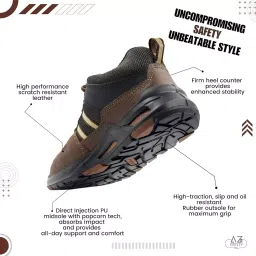 Allen Cooper Steel Toe Safety Shoe Low Ankle PU Sole UK 8 Size Brown for Industrial Use, ACL 3686 image 4