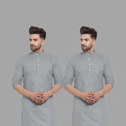VS MALL Men Grey Kurtas-image-51
