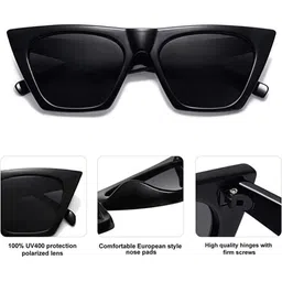 Eyedens Unisex Square Sunglasses With UV Protected Lens BROAD_B-FLY_F-BLK image 4