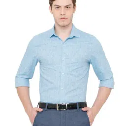 Cavallo By Linen Club Light Blue Contemporary Fit Shirt-picture-16