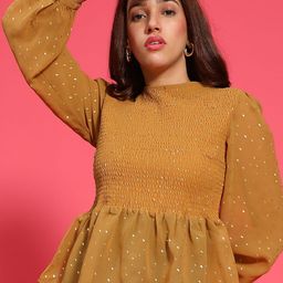 Oxolloxo Women Georgette Smocking Peplum Top-picture-39