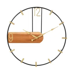 ARTYPILLAR Iron Bar Open Dial with Golden and Veneer Wall Clock-picture-11