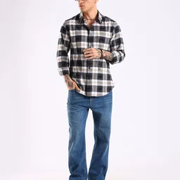 HERE&NOW Men Slim Fit Tartan Checked Button-Down Collar Cotton Casual Shirt image 2