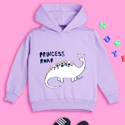 NUSYL Full Sleeves Dinosaur Printed Hooded Sweatshirt - Lilac-picture-12