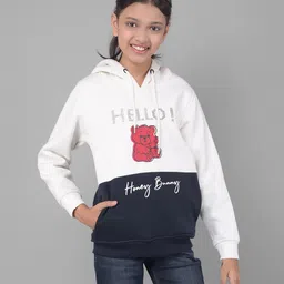 CRIMSOUNE CLUB Cotton Full Sleeves Bear Printed Colour Blocked Sweatshirt - White-picture-37