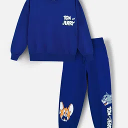 Nap Chief Pure Cotton Warner Bros Featuring Full Sleeves Tom & Jerry Printed Sweatshirt & Joggers Set - Blue-picture-15