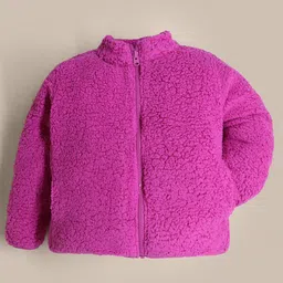 Cherry Crumble By Nitt Hyman Full Sleeves Fur Detailed Zipper Jacket - Magenta-picture-25