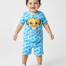 Babyhug Disney Single Jersey Knit Half Sleeves Shorts Night Suit With Lion King Graphics - Light Blue-picture-37