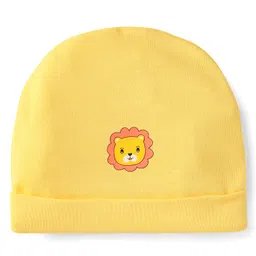 Doodle Poodle Interlock Cotton Knit Cap with Polar Bear in Snow Print Lemon Drop Yellow - Diameter 10.5 cm image 1