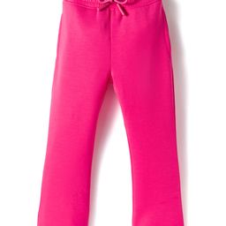 Kookie Kids India Cotton Knit Full Length Fit & Flared Solid Colour Pant - Pink-picture-27
