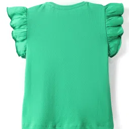 kookie kids india disney Kookie Kids Disney Single Jersey Knit Frill Sleeves T-Shirt With Minnie Mouse Print - Green image 2