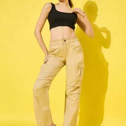 BUY NEW TREND Women Relaxed High-Rise Cargos Trousers image 5