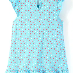 Babyhug Cotton Knit Half Sleeves Nighty Heart & Unicorn Print Pack of 2 - Pink & Blue image 3