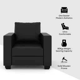 Westido Black Single Seater Sofa image 3
