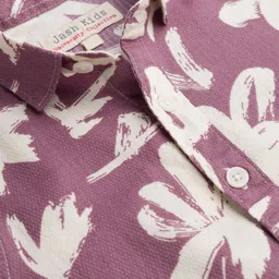 JASH KIDS Oxford Woven Full Sleeves Floral Printed Shirt - Wine image 4