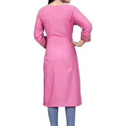 PU FASHION Floral Embroidered Round Neck Thread Work Straight Kurta image 4