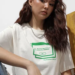 The Roadster Life Co. Printed Drop-Shoulder Sleeves Pure Cotton Oversized T-shirt-image-46