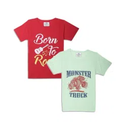 Vimal Jonney Kids Green & Red Printed T-Shirt (Pack of 2)-picture-36
