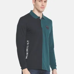 Mettle Black & Green Cotton Regular Fit Colour Block Polo T-Shirt image 4