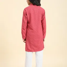 Pro-Ethic Style Developer Kids Pink & White Embellished Full Sleeves Kurta with Pyjamas image 2