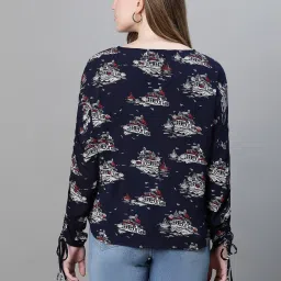 Oxolloxo Navy Printed Top image 2