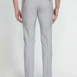 Arrow Light Grey Regular Fit Check Flat Front Trousers image 2
