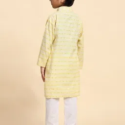 Pro-Ethic Style Developer Kids Yellow & White Embellished Full Sleeves Kurta with Pyjamas image 2