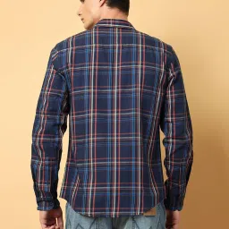Wrangler Navy Cotton Regular Fit Checks Shirt image 2
