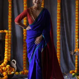 Suta Blue Cotton Woven Design Saree Without Blouse image 1