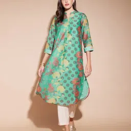 Pink Fort Green Floral Kurta-image-43