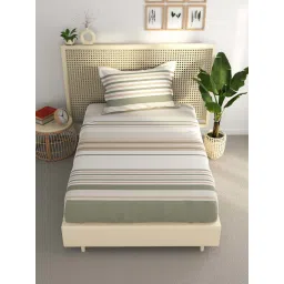 Bianca Estonia Sage 116 TC Poly Cotton Single Bedsheet with 1 Pillow Cover image 1