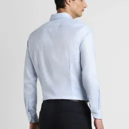 Peter England Elite Blue Cotton Slim Fit Checks Shirt image 2