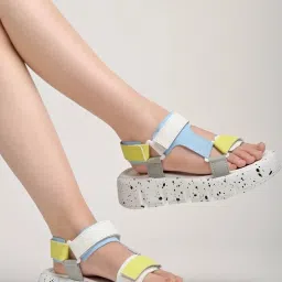 Shoetopia Women's White Floater Sandals image 1