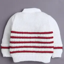 Bumzee Boys White & Maroon Regular Fit Sweater image 3