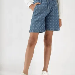 One Friday Kids Blue Printed Regular Fit Shorts image 1