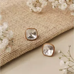 Curio Cottage Gold Meira Uncut Polki Stud Earrings image 1