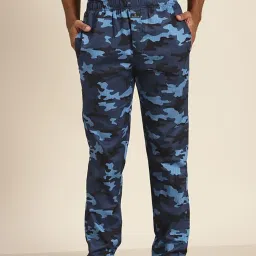 Hancock Blue Cotton Regular Fit Print Jogger Pants image 1