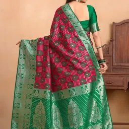 Mimosa Pink Woven Saree With Unstitched Blouse image 2