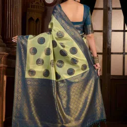Mimosa Green Woven Saree With Unstitched Blouse image 2