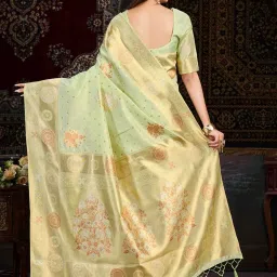 Mimosa Green Woven Saree With Unstitched Blouse image 2