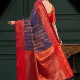 Mimosa Navy Woven Saree With Unstitched Blouse image 2