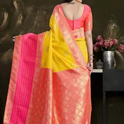Mimosa Gold Woven Saree With Unstitched Blouse image 2