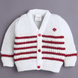 Bumzee Boys White & Maroon Regular Fit Sweater image 2