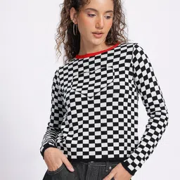 glitchez Bubbly Knit Checked Pullover image 2